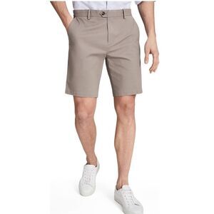 REISS Wicket Cotton Blend Chino Shorts, Flat‎ Front, Classic, Tan, Size 30, NWT